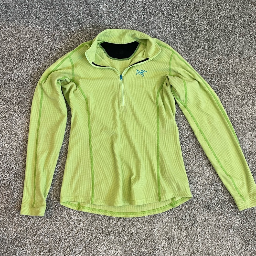 Arc'teryx Lime Green Quarter-Zip Waffle Pullover